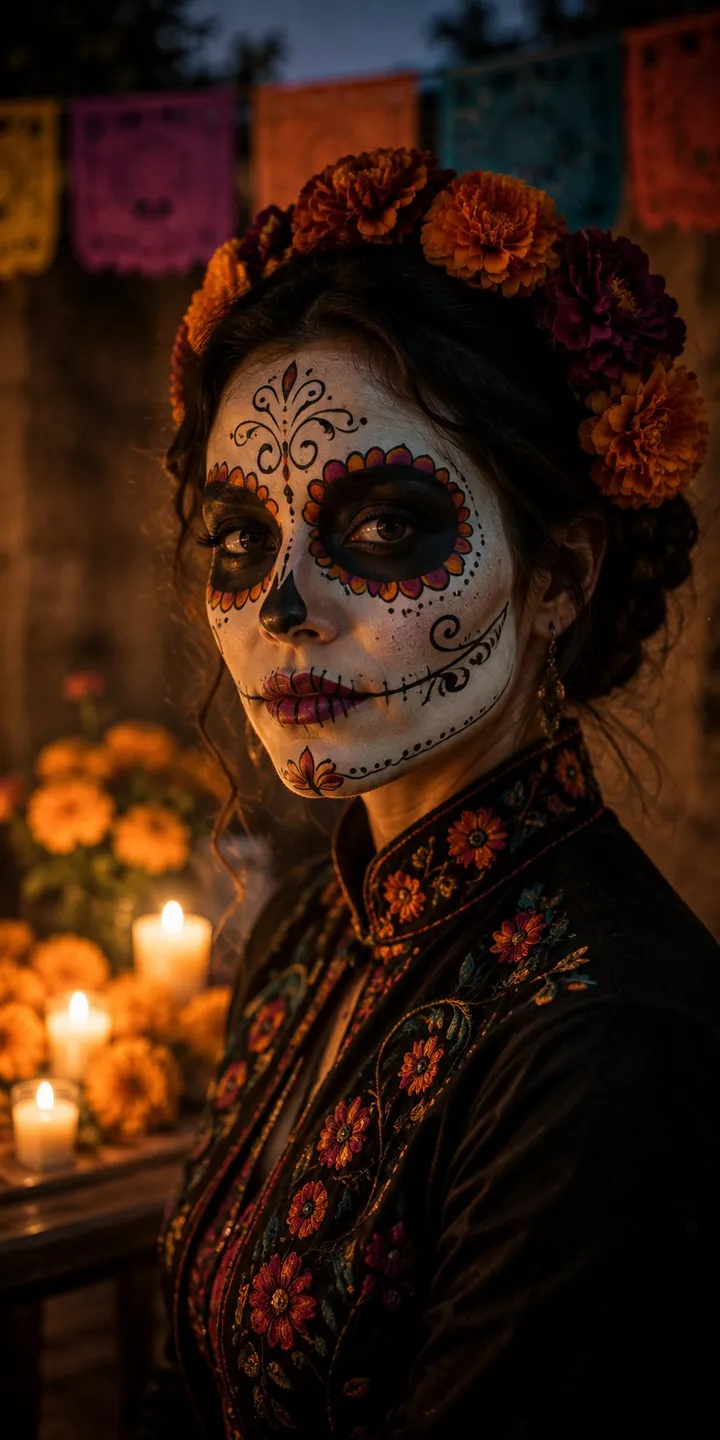 Calavera sugar skull face paint portrait from your photo