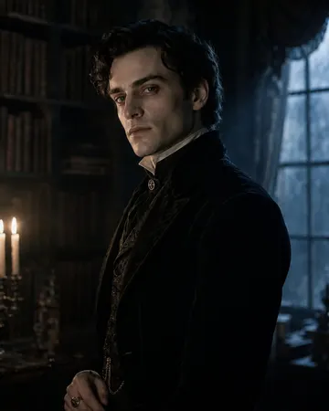 Victorian vampire portrait from your selfie, candlelit manor