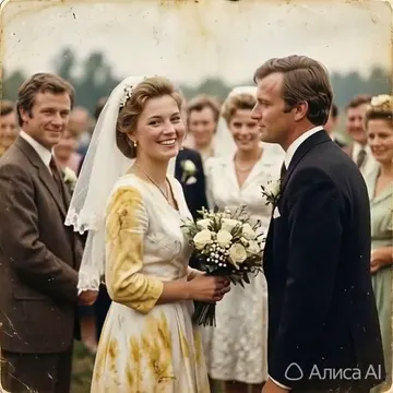 Пример результата: Оживить свадебное фото родителей