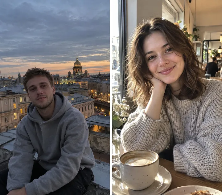 До — Пара в бумажной коробке: промт по фото