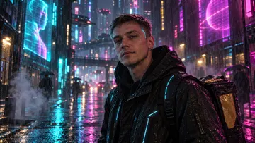 Пример результата: Киберпанк по своему фото: неон и дождь