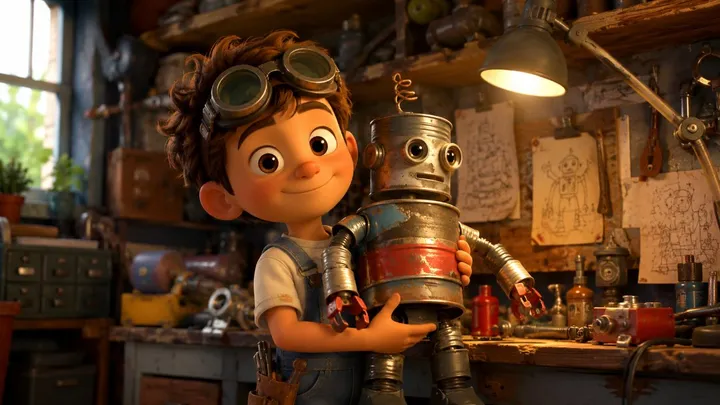 Иллюстрация в мультяшном стиле: 3D-кадр Pixar и 2D-акварель Disney