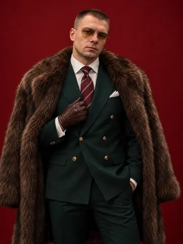 Fashion-портрет в изумрудном костюме и шубе
