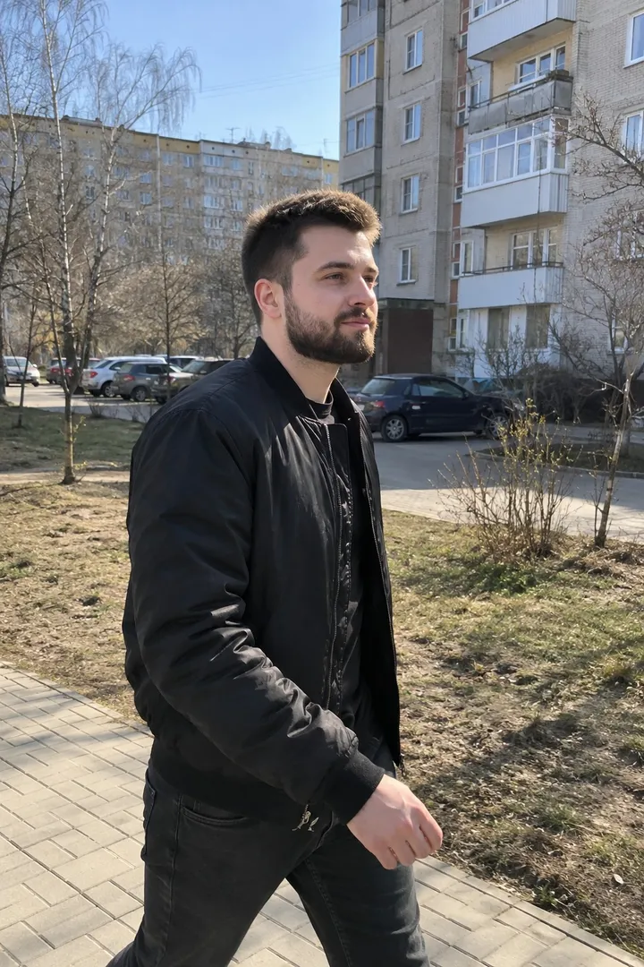 До — Мужской постер-манифест с 3D-головой из блоков