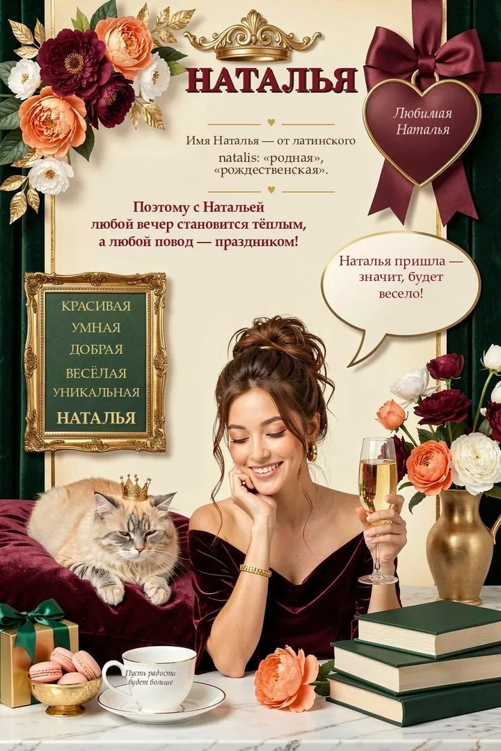 Открытка с именем и значением имени: промт