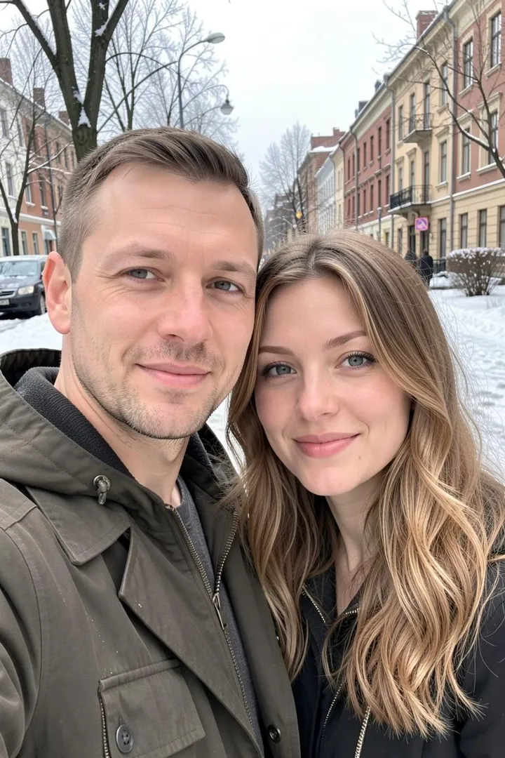 До — Новогодняя фотосессия пары с мешком подарков