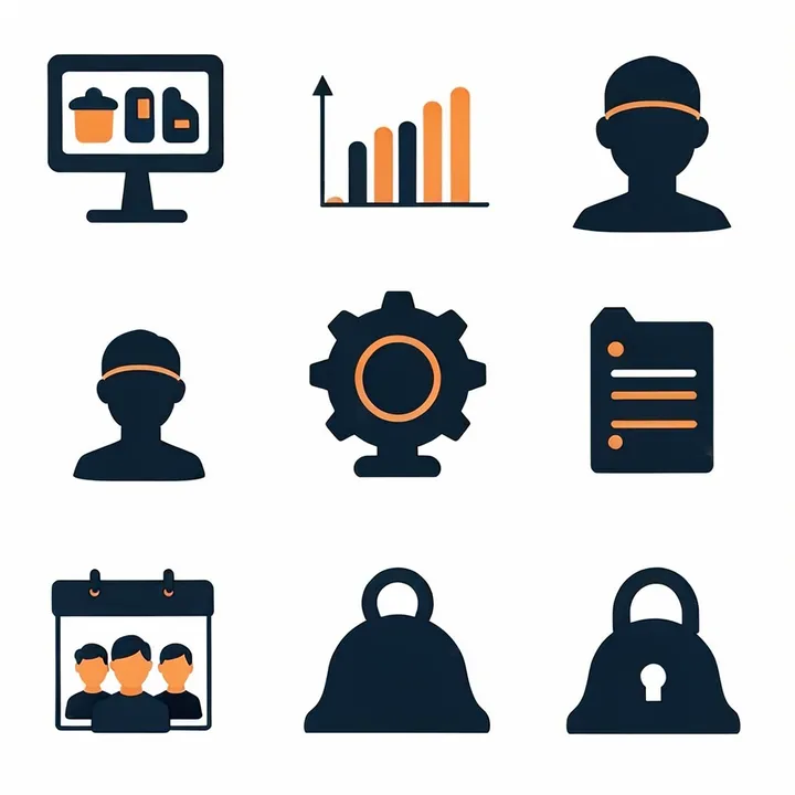 Плоские иконки для B2B-интерфейса единым набором
