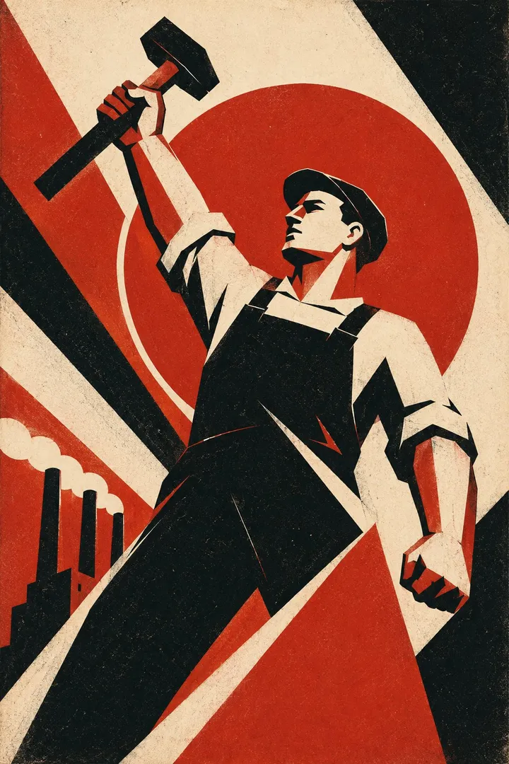 Плакат в стиле советского конструктивизма 1920-х