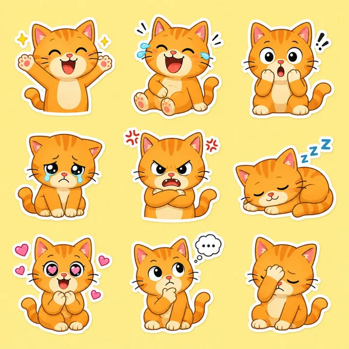 Стикерпак из своего фото: 9 эмоций — Gemini
